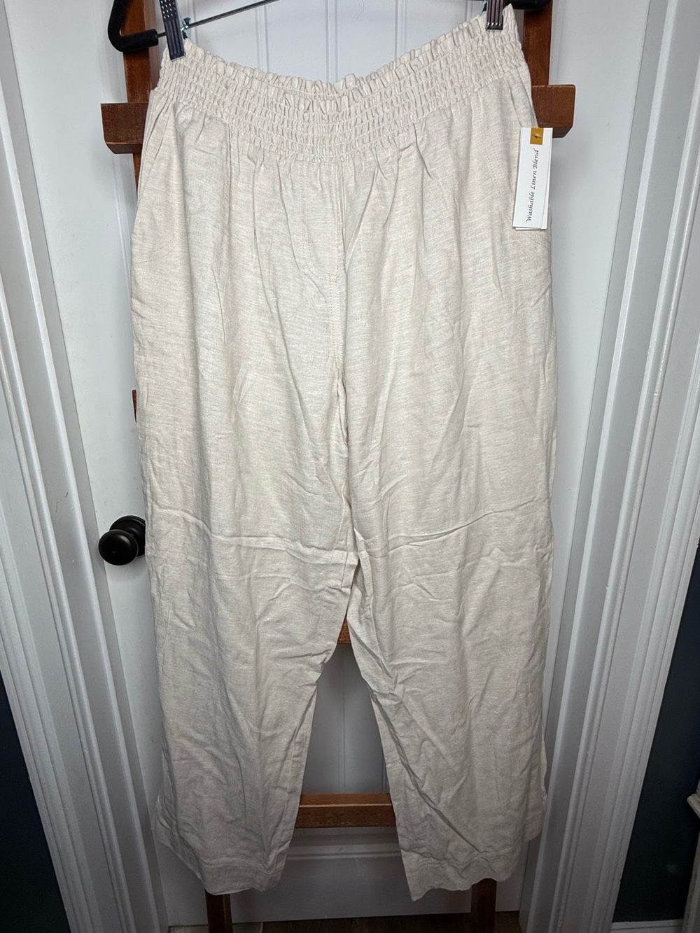 NWT Land ’n Sea Washable Linen Blend Pants Size XL Tan Natural